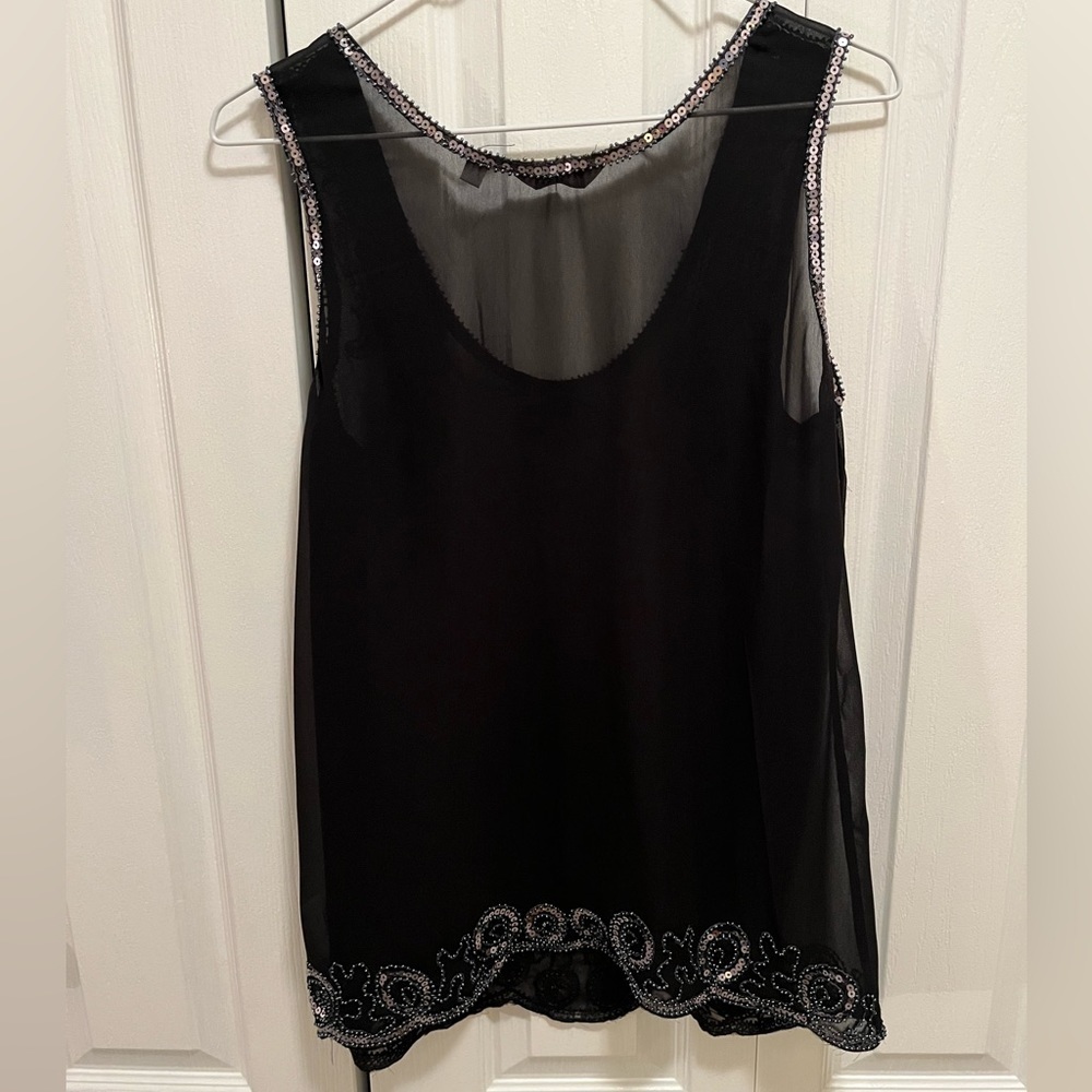 Reitmans Sheer Black Beaded Tank Top - Picture 5 of 5